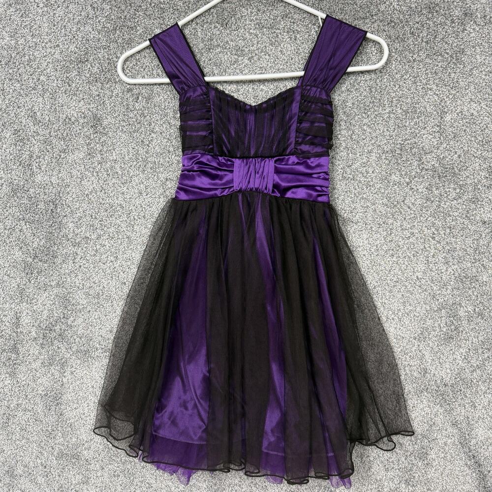 My Michelle Dress Girls 7 Purple Black Tulle Fit & Flare Fairycore Gothic Party